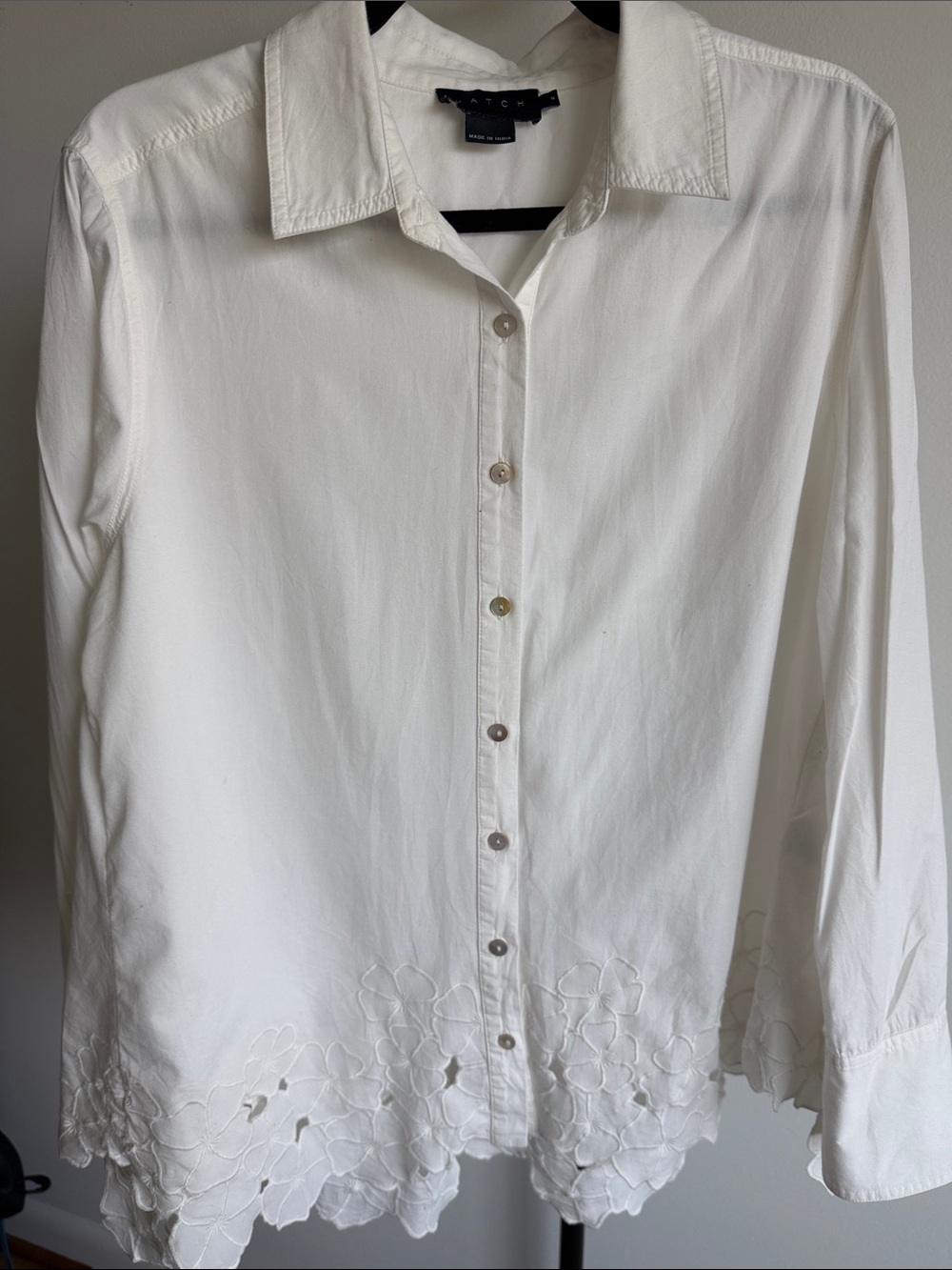 HATCH White Floral Embroidered Button Down Shirt Size 2 Maternity
